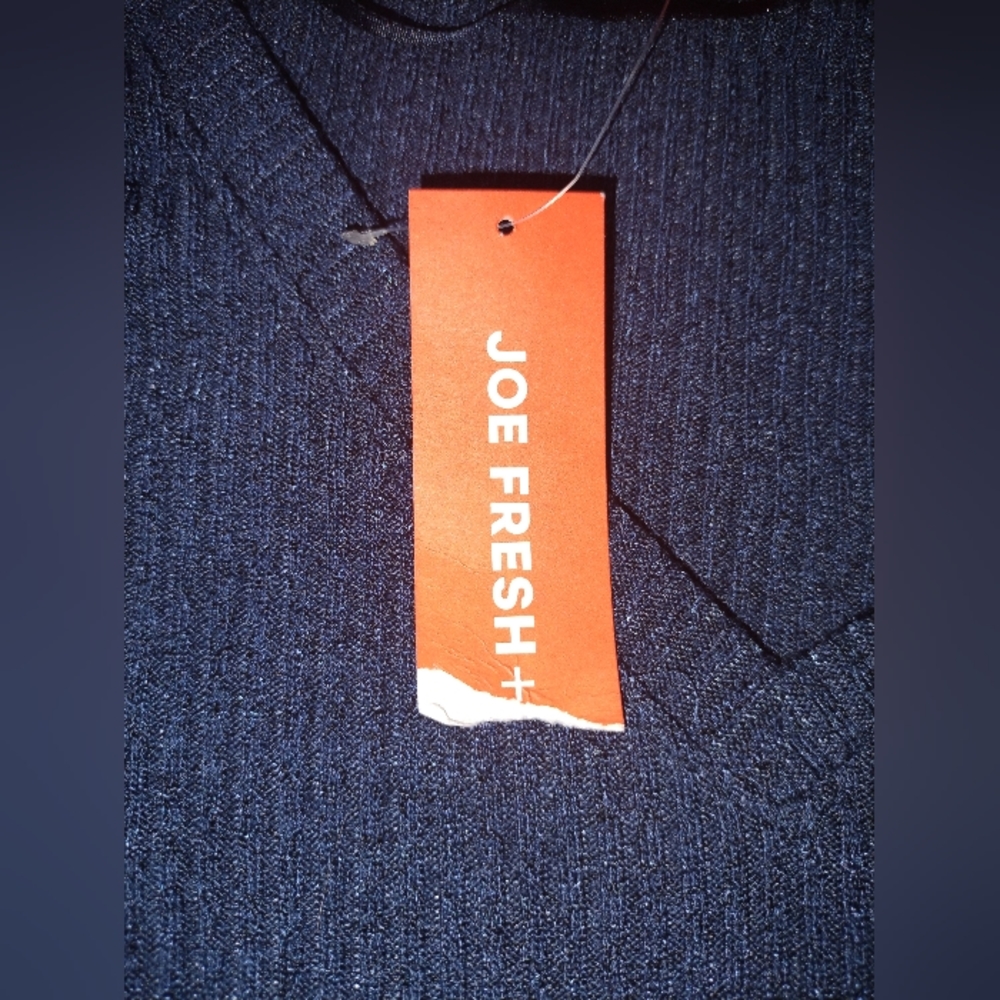 NWT Joe Fresh Size 2X Blue Long Sleeve Shirt, Ribbed & Stretchy, Comfy - Picture 6 of 9